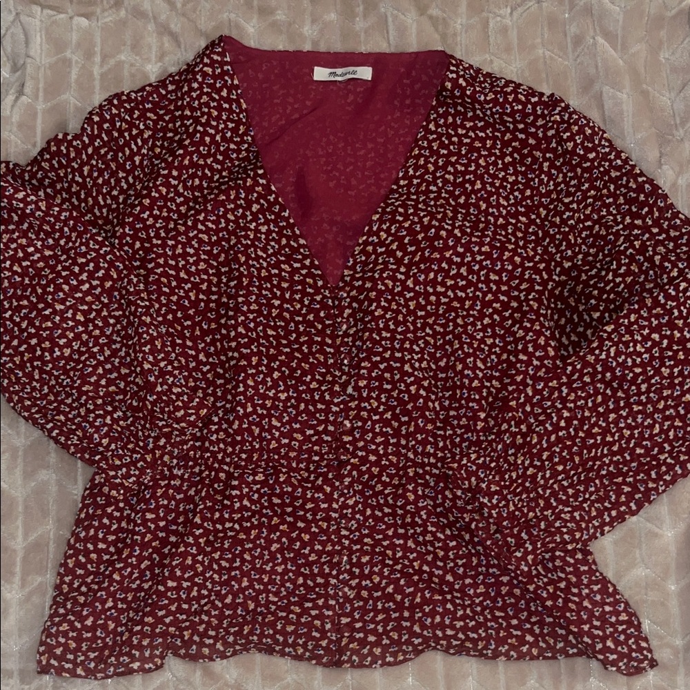 Madewell Burgundy Patterned Blouse